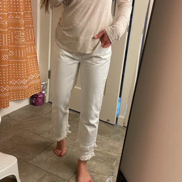 Michael Kors White low rise Jeans with frill bottoms - Picture 6 of 6